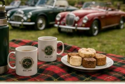Refreshments beside classic cars